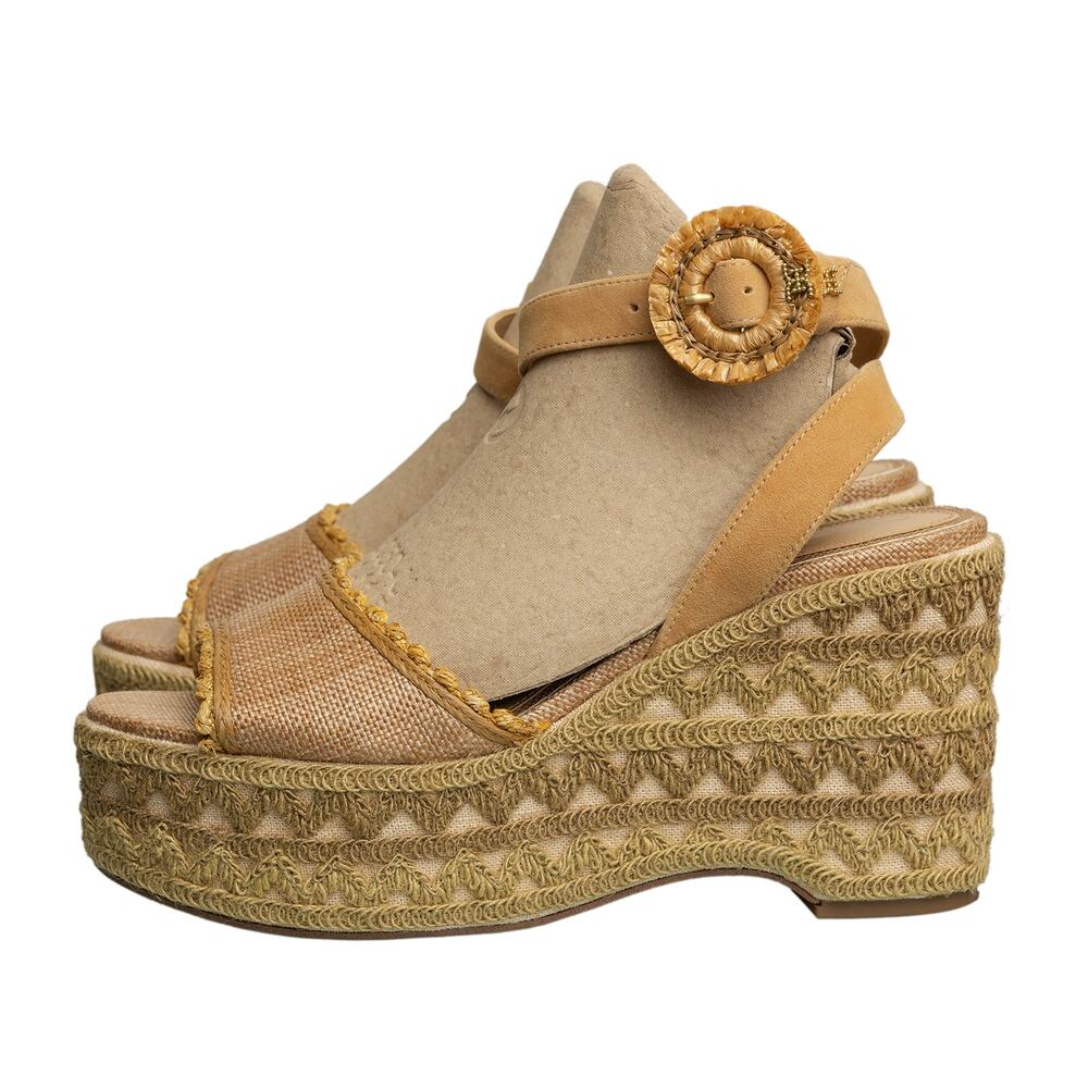 Women's Tan Sam Edelman Amber Espadrille Platform Ankle Strap Boho Sandals - 9.5